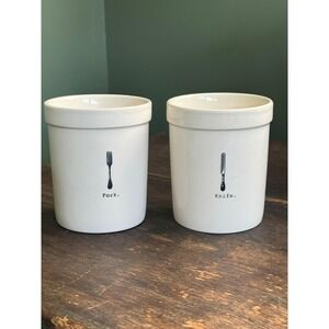 Rae Dunn Artisan Collection Magenta Forks & Knives Utensil Holders Crocks